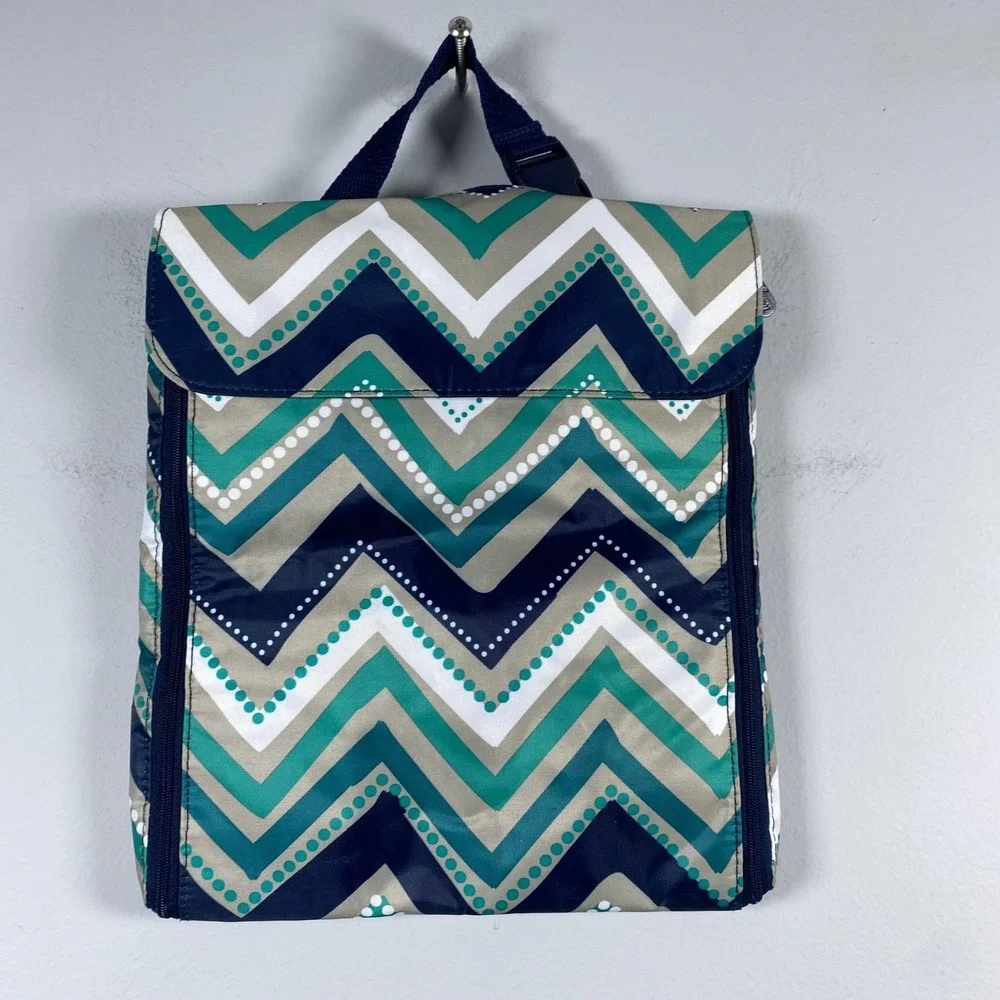 Thirty-One Hanging Jewelry Traveler Organizer Dotty Chevron Cosmetic Case Cruise